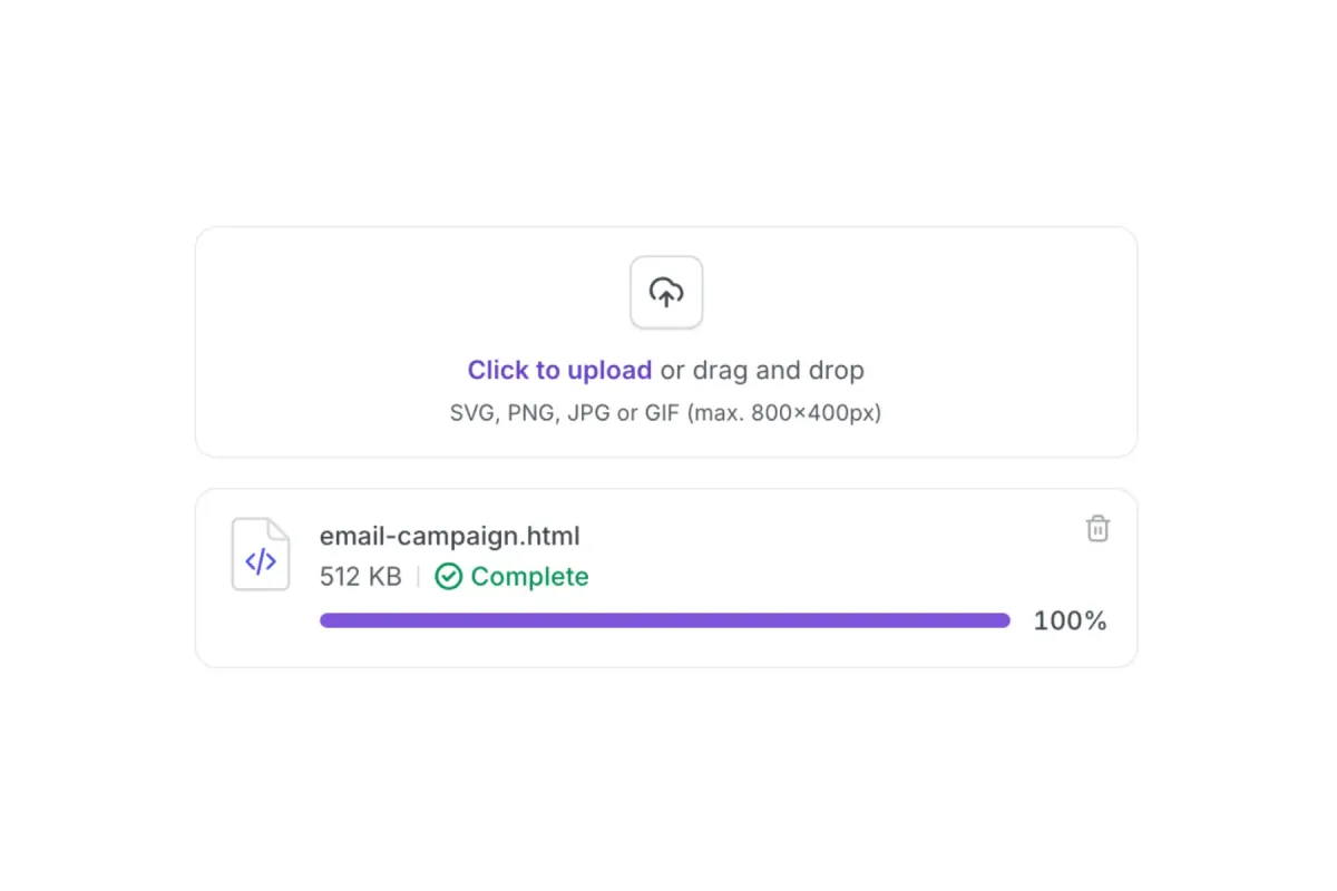 HTML export interface showing clean code being sent to various email platforms