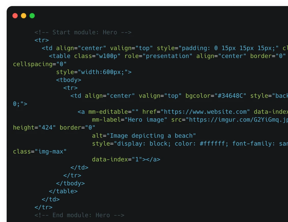 HTML Code Export